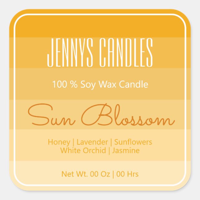 Modern Square Border Pastel Rainbow Ombre Yellow Sticker (Front)