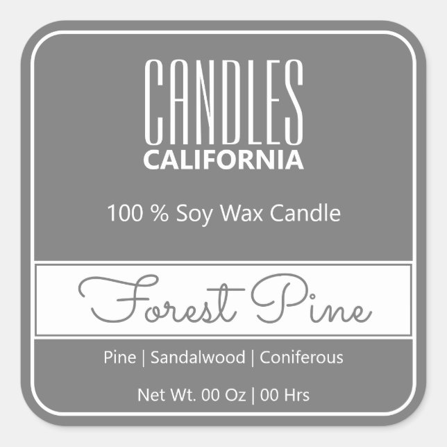 Modern Square Border Simple Dark Gray Candles Sticker (Front)
