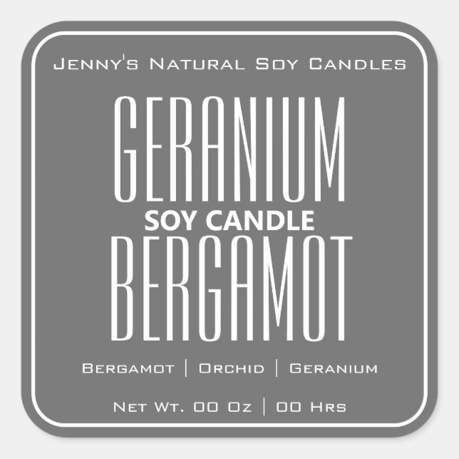 Modern Square Border Simple Dark Gray Candles  Sticker (Front)