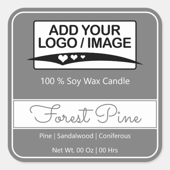 Modern Square Border Simple Dark Gray Logo Image Square Sticker (Front)