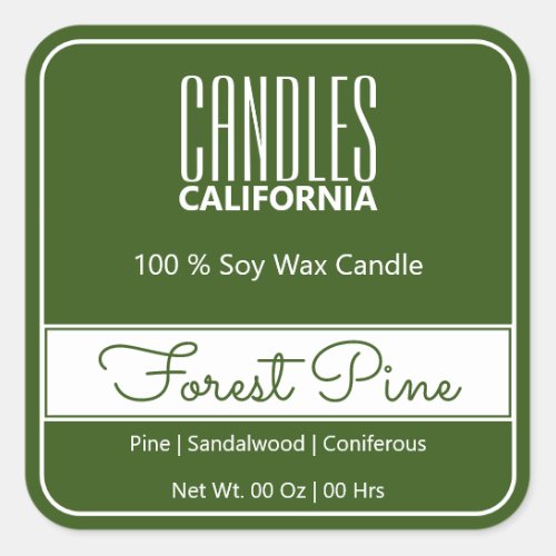 Modern Square Border Simple Forest Green Candles Square Sticker