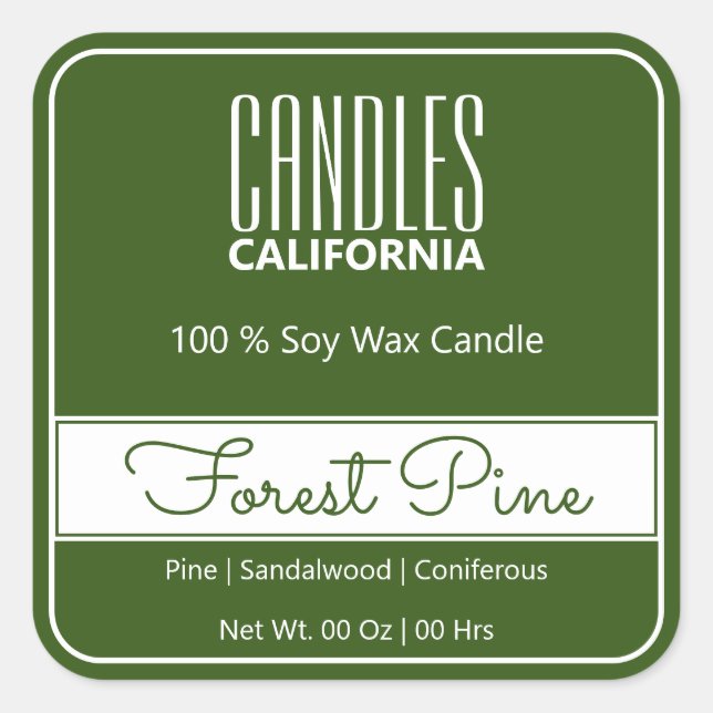 Modern Square Border Simple Forest Green Candles Square Sticker (Front)
