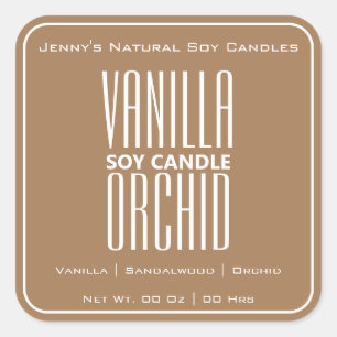 Modern Square Border Simple Light Brown Candles  Square Sticker