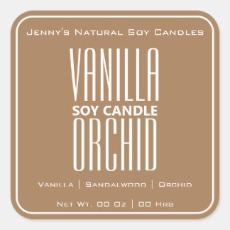 Modern Square Border Simple Light Brown Candles Square Sticker