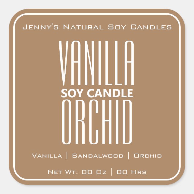 Modern Square Border Simple Light Brown Candles  Square Sticker (Front)