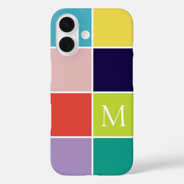 Modern square color block monogram Case-Mate iPhone case (Back)