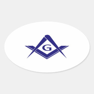 Modern Square & Compasses Oval Sticker