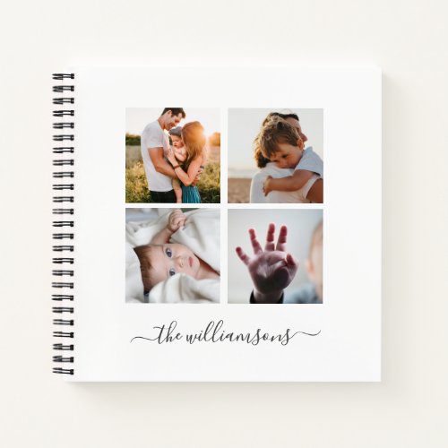 Modern  Square Family Multiple Photo Collage Notebook