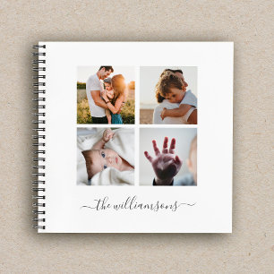 Modern Square Family Multiple Photo Collage Notebook