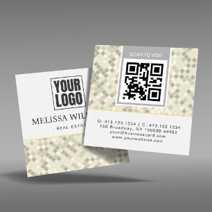 Modern Square Geometric Pattern QR Code Business Card