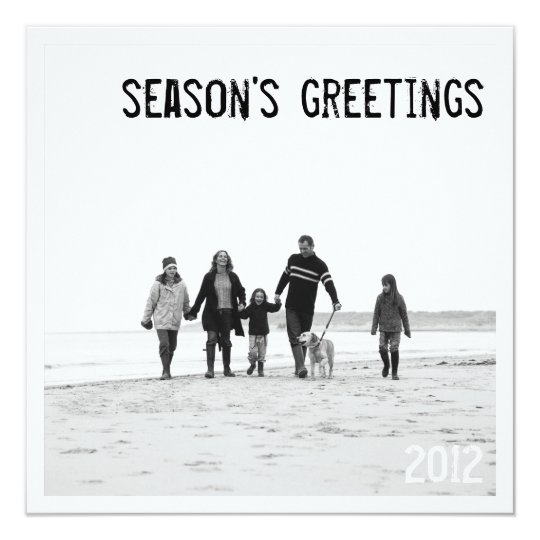 Modern Square Holiday Photo Greeting in B&W Card
