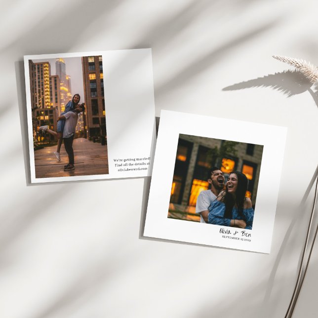 Modern Square Minimal Candid Handwritten Wedding Save The Date (Creator Uploaded)