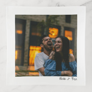 Modern Square Minimal Candid Handwritten Wedding Trinket Tray