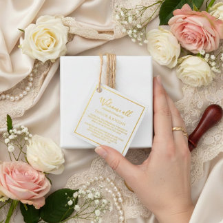 Modern Square Minimalist Favor Wedding Foil Favor Tags