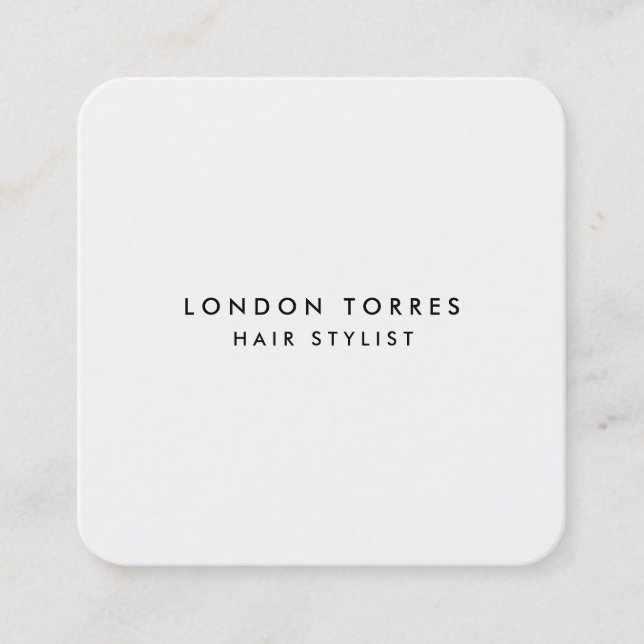 Modern Square Minimalist Trendy Black & White Square Business Card (Front)