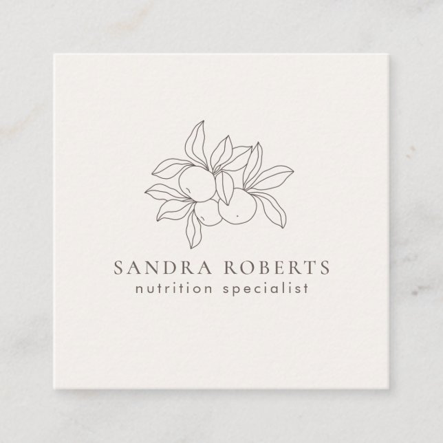 Modern square  nutrition specialist Business Card (Front)