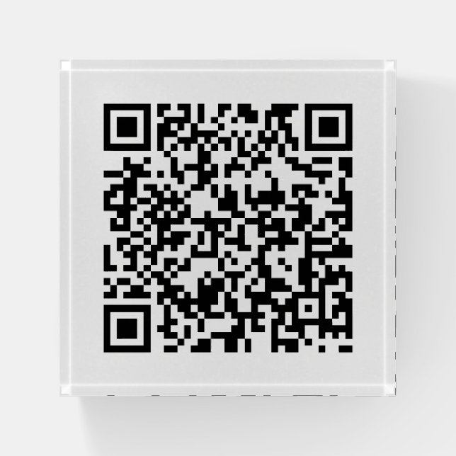 Modern Square Paperweight Featuring QR Code (Front)