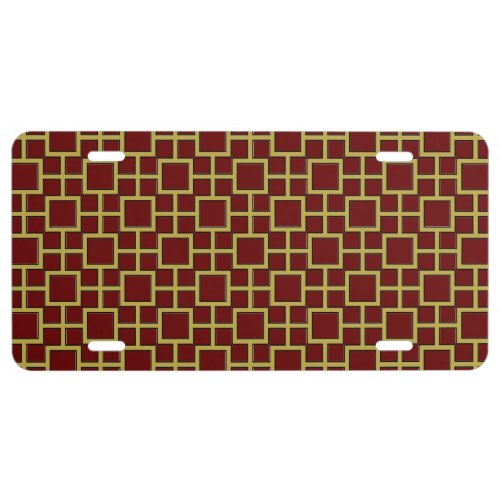Modern Square Pattern Gold  License Plate
