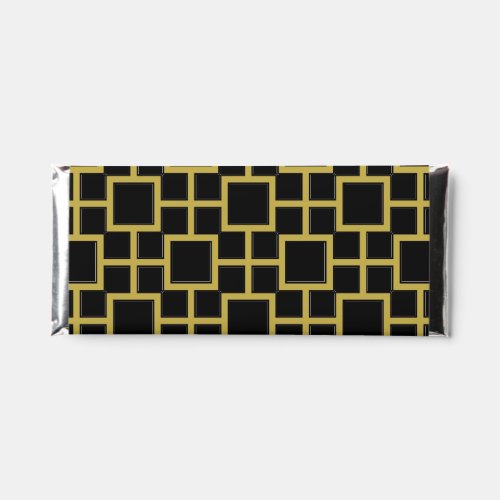 Modern Square Pattern Gold on Black Hershey Bar Favors