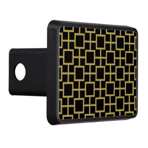 Modern Square Pattern Gold on Black Hitch Cover