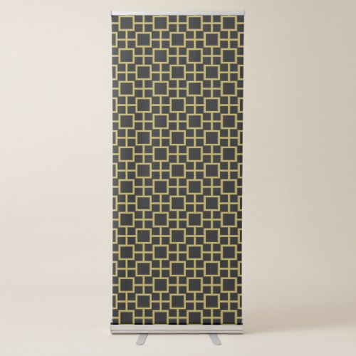Modern Square Pattern Gold on Black Retractable Banner