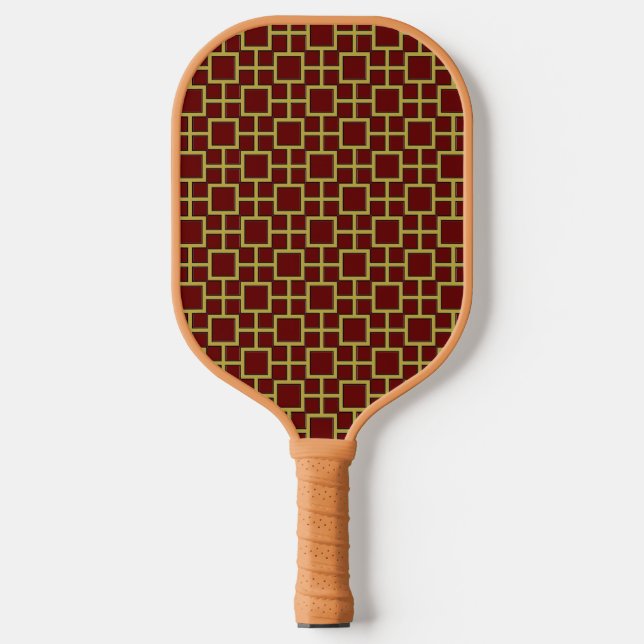 Modern Square Pattern Gold  Pickleball Paddle (Front)