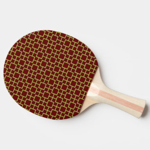 Modern Square Pattern Gold Ping Pong Paddle