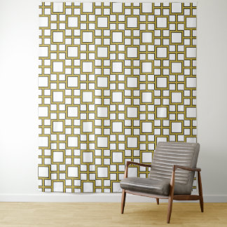 Modern Square Pattern Gold  Tapestry