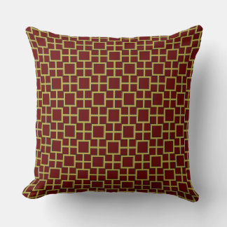 Modern Square Pattern Gold Throw Pillow