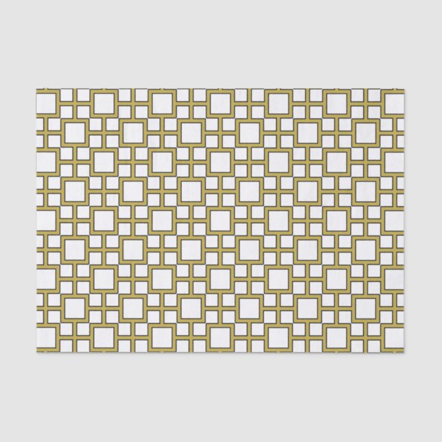 Modern Square Pattern Gold  Tissue Paper (Front)