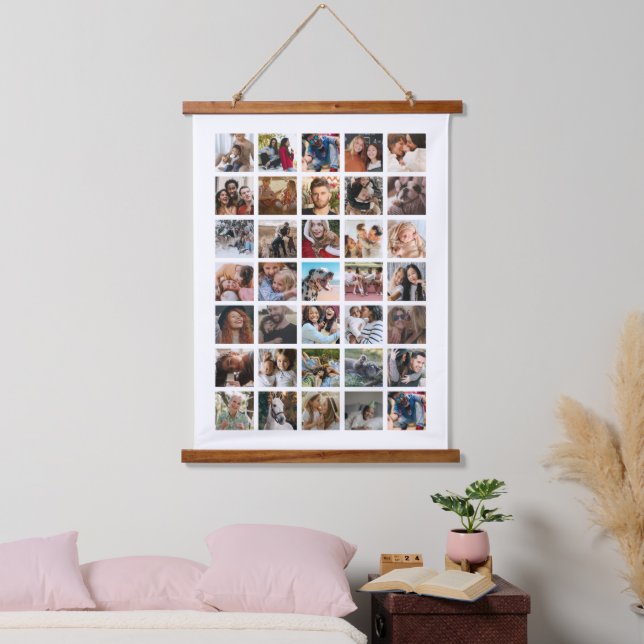 Modern Square Photo Collage Hanging Tapestry (Bedroom)