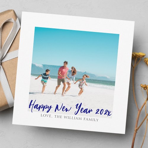 Modern Square Photo Happy New Year Holiday Card