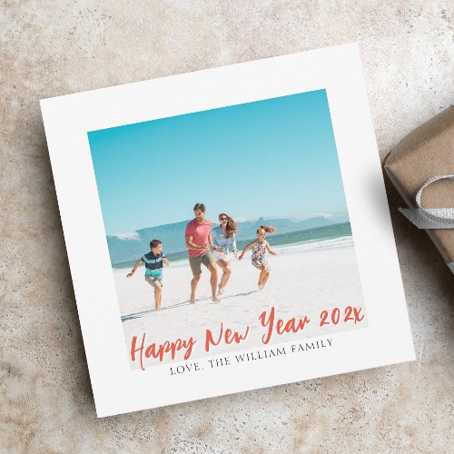 Modern Square Photo Happy New Year Holiday Card