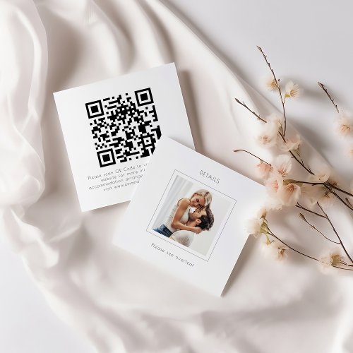 Modern Square Photo Wedding QR Code Details Enclosure Card