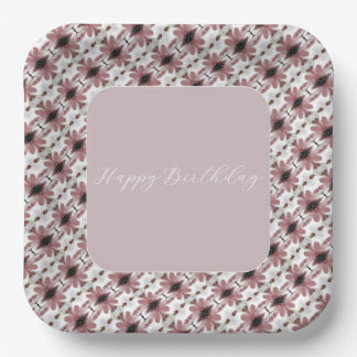Modern Square Pink And Burgundy Paper Plates