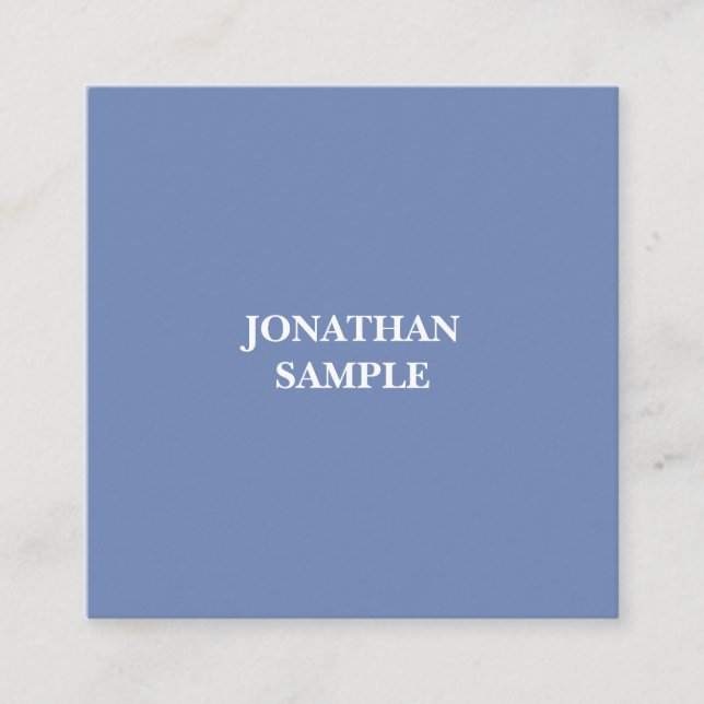 Modern Square Professional Elegant Simple Blue Business Card (Front)