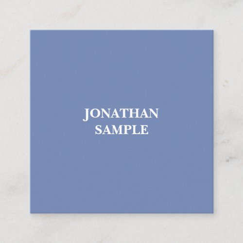 Modern Square Professional Elegant Simple Blue Square Business Card