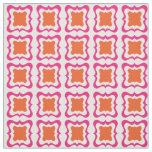 Modern Square Repeat Pattern Hot Pink Orange White Fabric