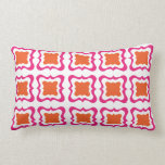 Modern Square Repeat Pattern Hot Pink Orange White Lumbar Pillow