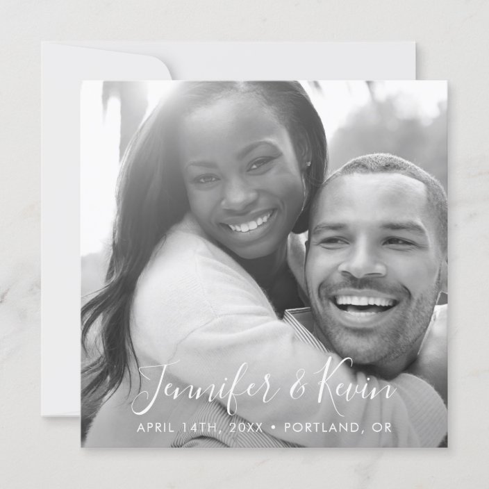 Modern Square Save the Date B/W Photo Card | Zazzle.com