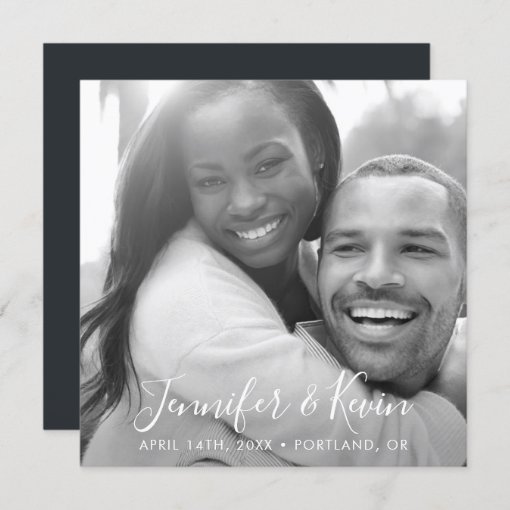 Modern Square Save The Date B/W Photo Card | Zazzle