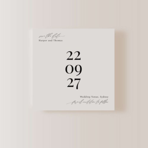 Modern Square Save the Date Invitation in Taupe