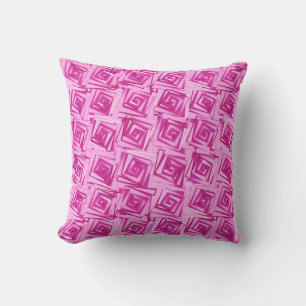 Modern Square Spirals, Orchid and Violet Throw Pillow