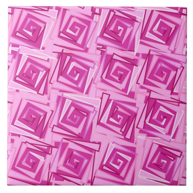 Modern Square Spirals, Orchid and Violet Tile (Front)