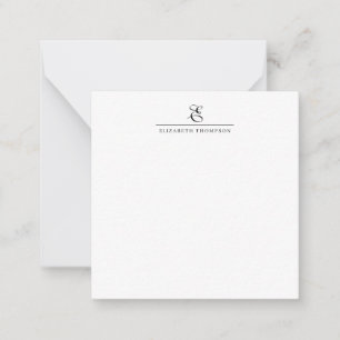Modern Square Stylish Monogram Name Note Card