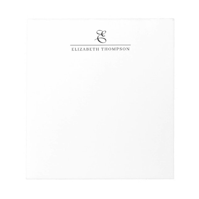 Modern Square Stylish Monogram Name Notepad (Front)
