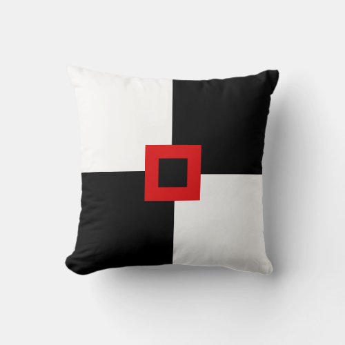 Modern Squares in Black and White Throw Pillow