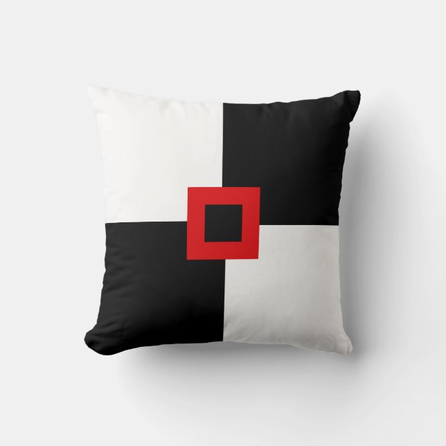 Modern Squares in Black and White Throw Pillow (Front)