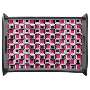 Modern squares, light pink, hot pink and black serving tray