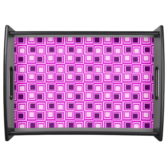 Modern squares, pink, orchid and purple serving tray (Front)